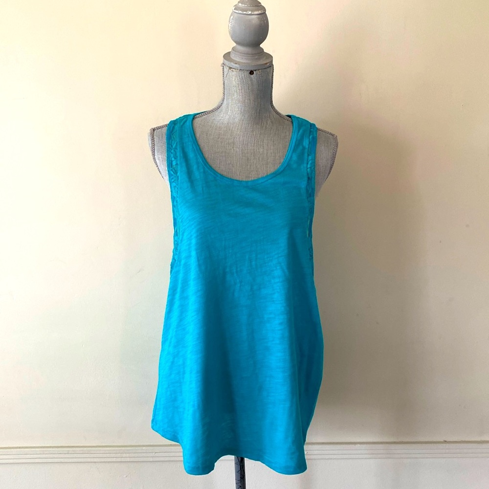 COLOR STORY ALGAE GREEN ROSE LACE BURNOUT TANK TOP SIZE LARGE 🌟NWT🌟